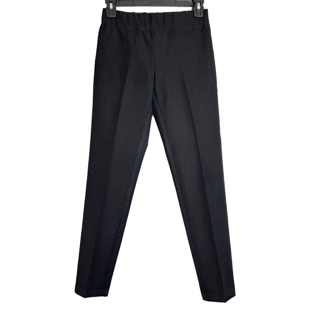 JOSEPH Gabardine Slim Pants US 4 Black Pull On Elastic Stretch Legging FRANCE